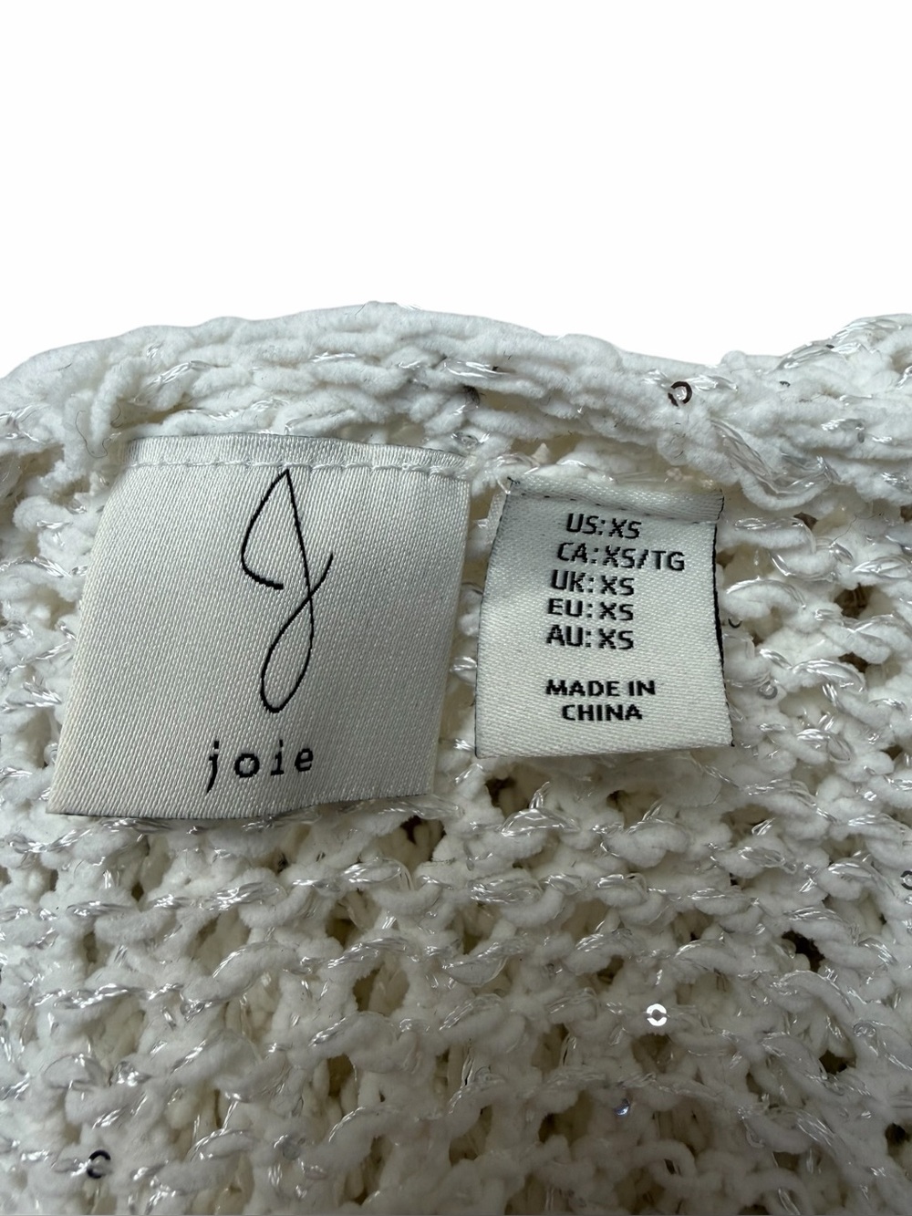 Joie Hooded Open Knit Sequin Duster Cardigan White XS NWT Beach Cover Up - Picture 12 of 13